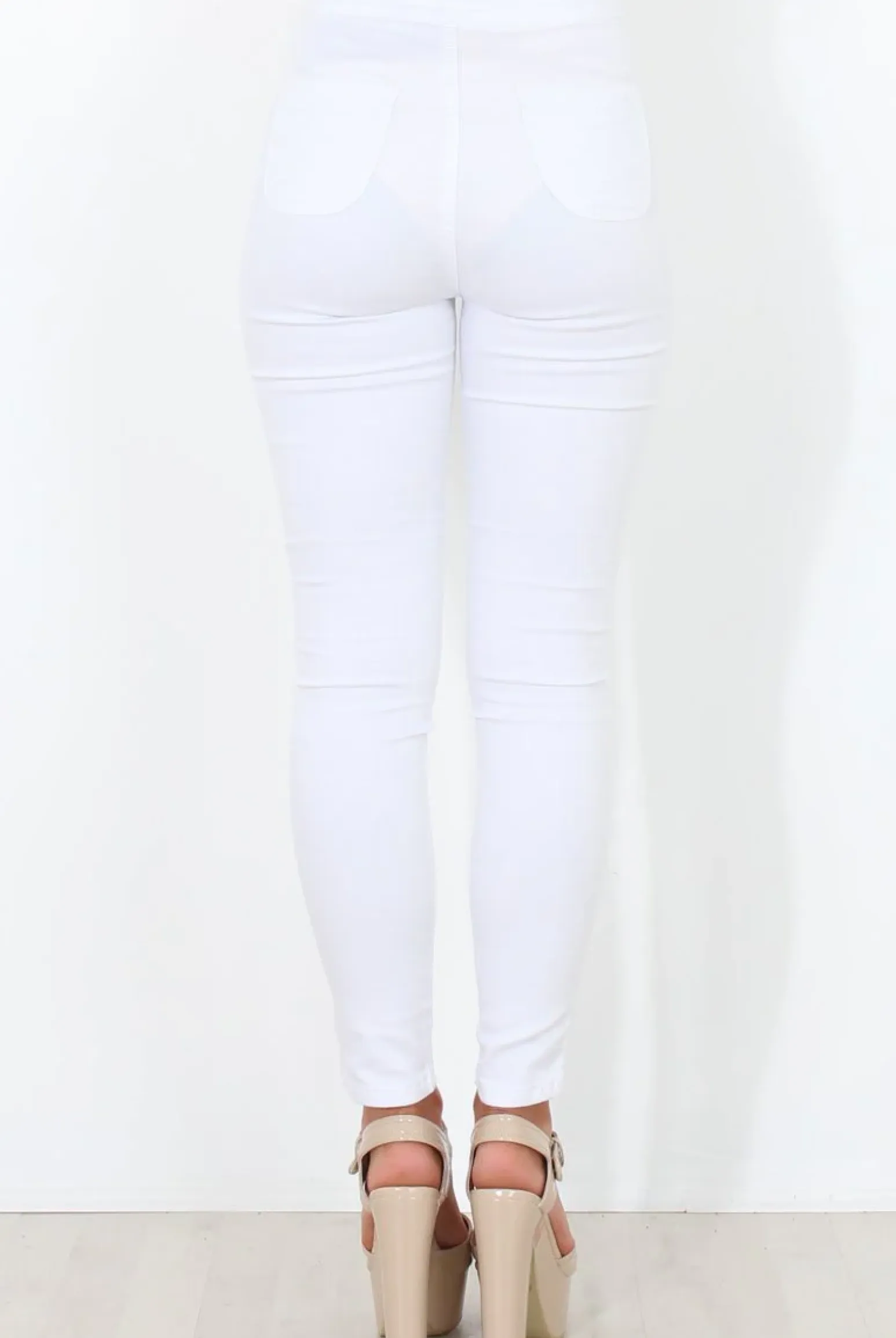 Rebellious Fashion White High Waisted Jeans - Tia