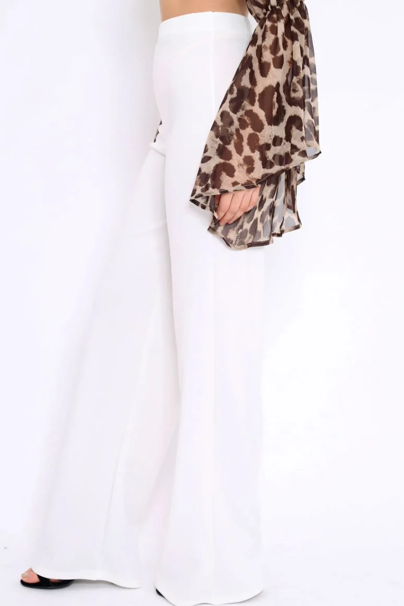 Rebellious Fashion White High Waisted Wide Leg Trousers - Maise