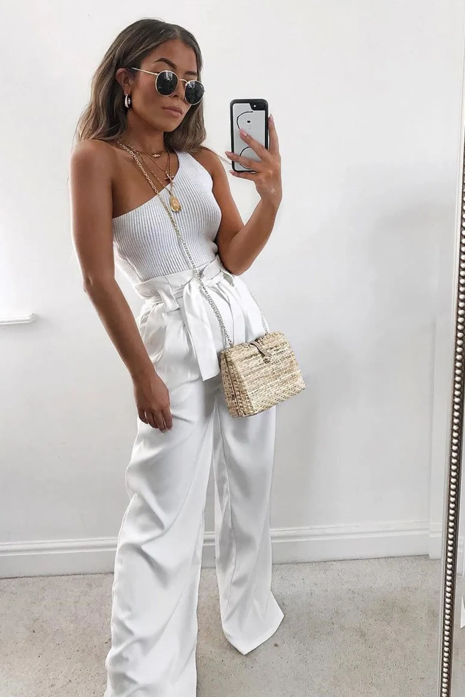 Rebellious Fashion White Knitted One Shoulder Crop Top - Golde