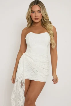 Rebellious Fashion White Lace Bandeau Mini Dress - Louisa
