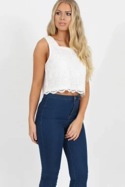 Rebellious Fashion White Lace Crop Top - Rhoda