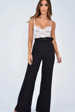 Rebellious Fashion White Lace Scalloped Hem Bodysuit - Celise
