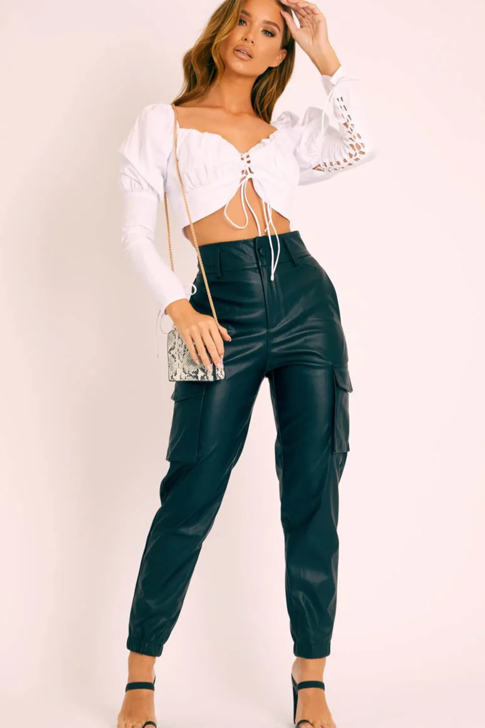 Rebellious Fashion White Lace Up Front and Sleeves Milkmaid Crop Top - Zyria