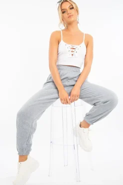 Rebellious Fashion White Lace Up Ribbed Crop top - Prisha