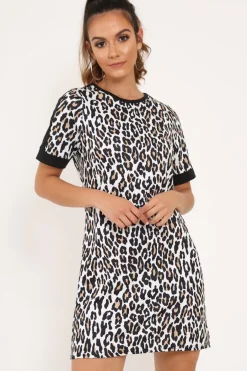 Rebellious Fashion White Leopard Shift Dress - Habiba