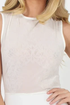 Rebellious Fashion White Mesh Flocked Jumpsuit - Keira
