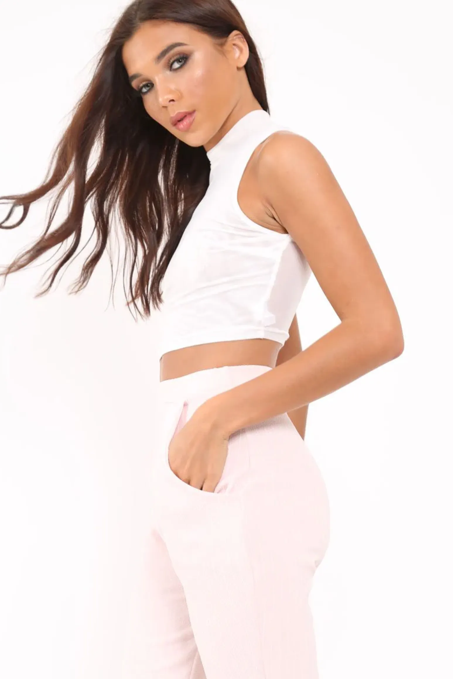 Rebellious Fashion White Mesh Round Neck Crop Top - Carii