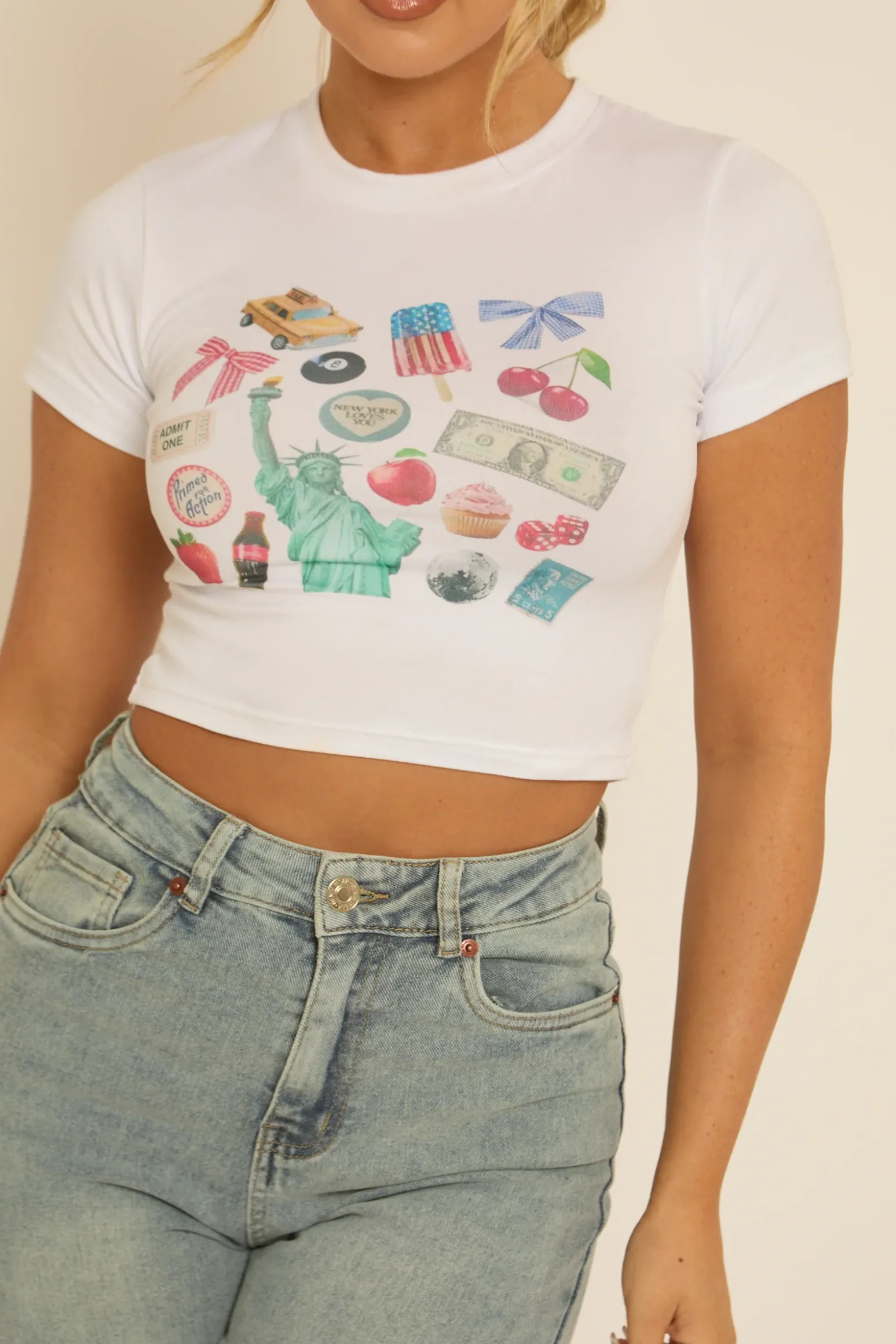 Rebellious Fashion White New York Graphic Tshirt - Patty
