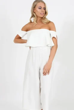 Rebellious Fashion White Off The Shoulder Jumpsuit - Kyda