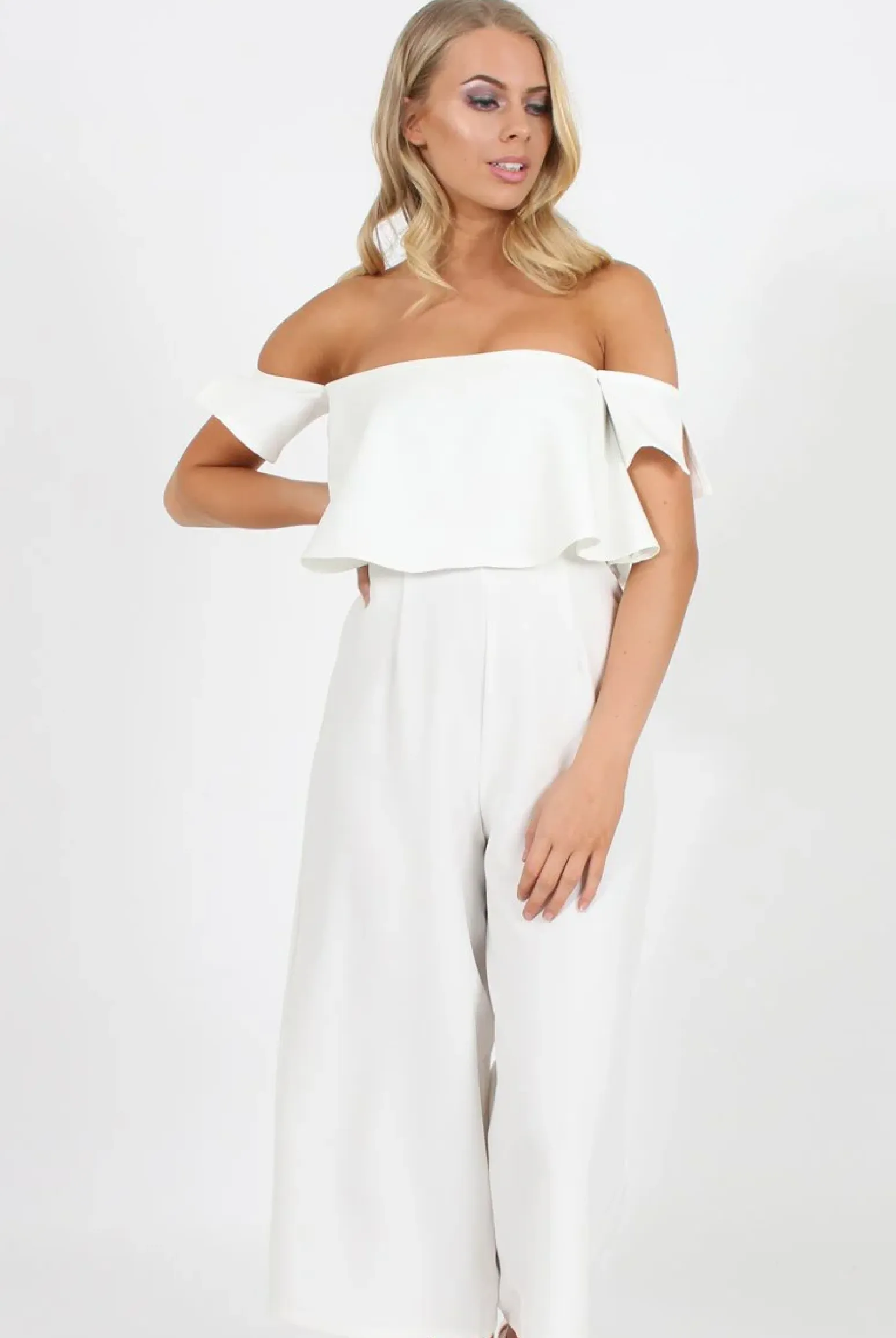 Rebellious Fashion White Off The Shoulder Jumpsuit - Kyda