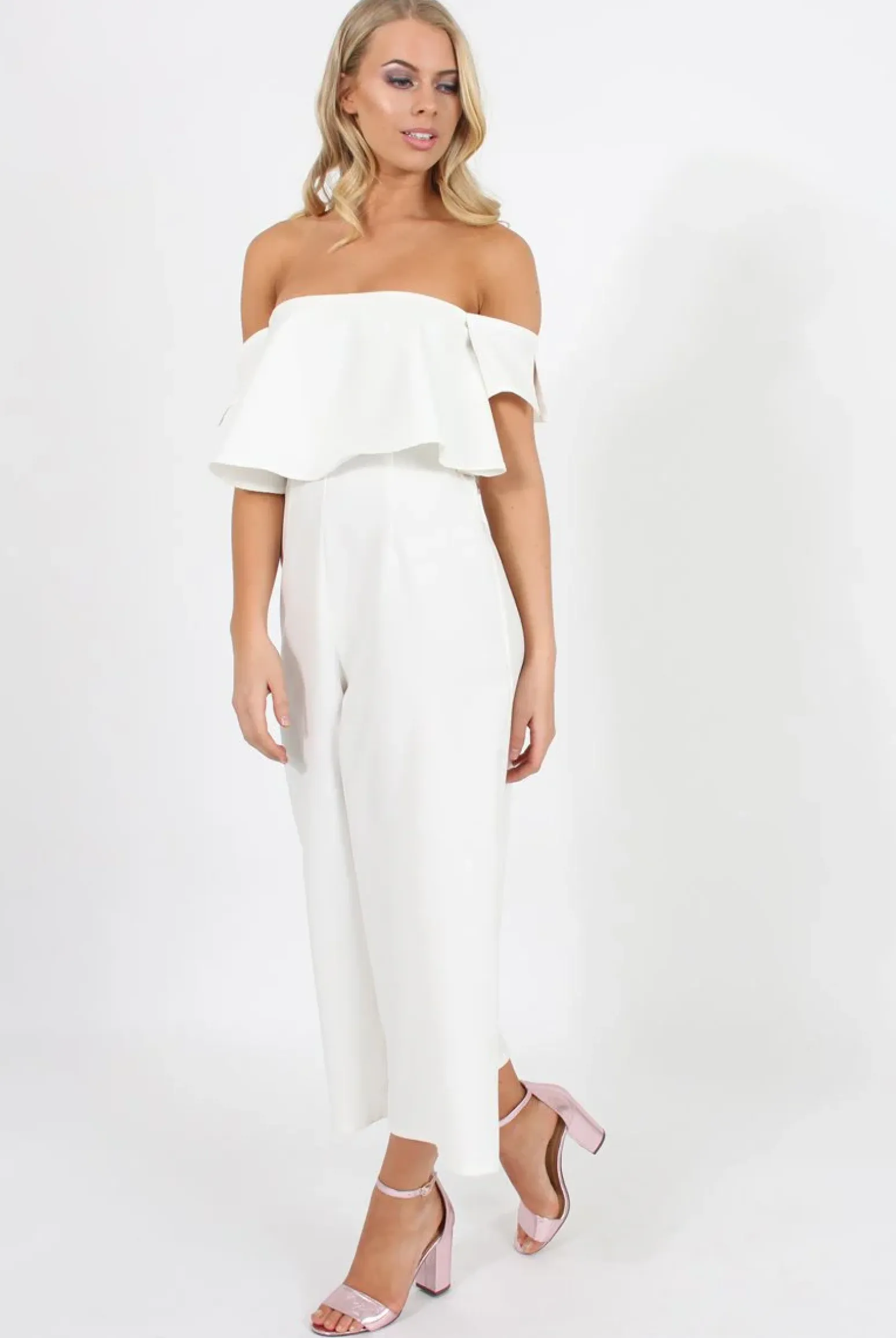 Rebellious Fashion White Off The Shoulder Jumpsuit - Kyda