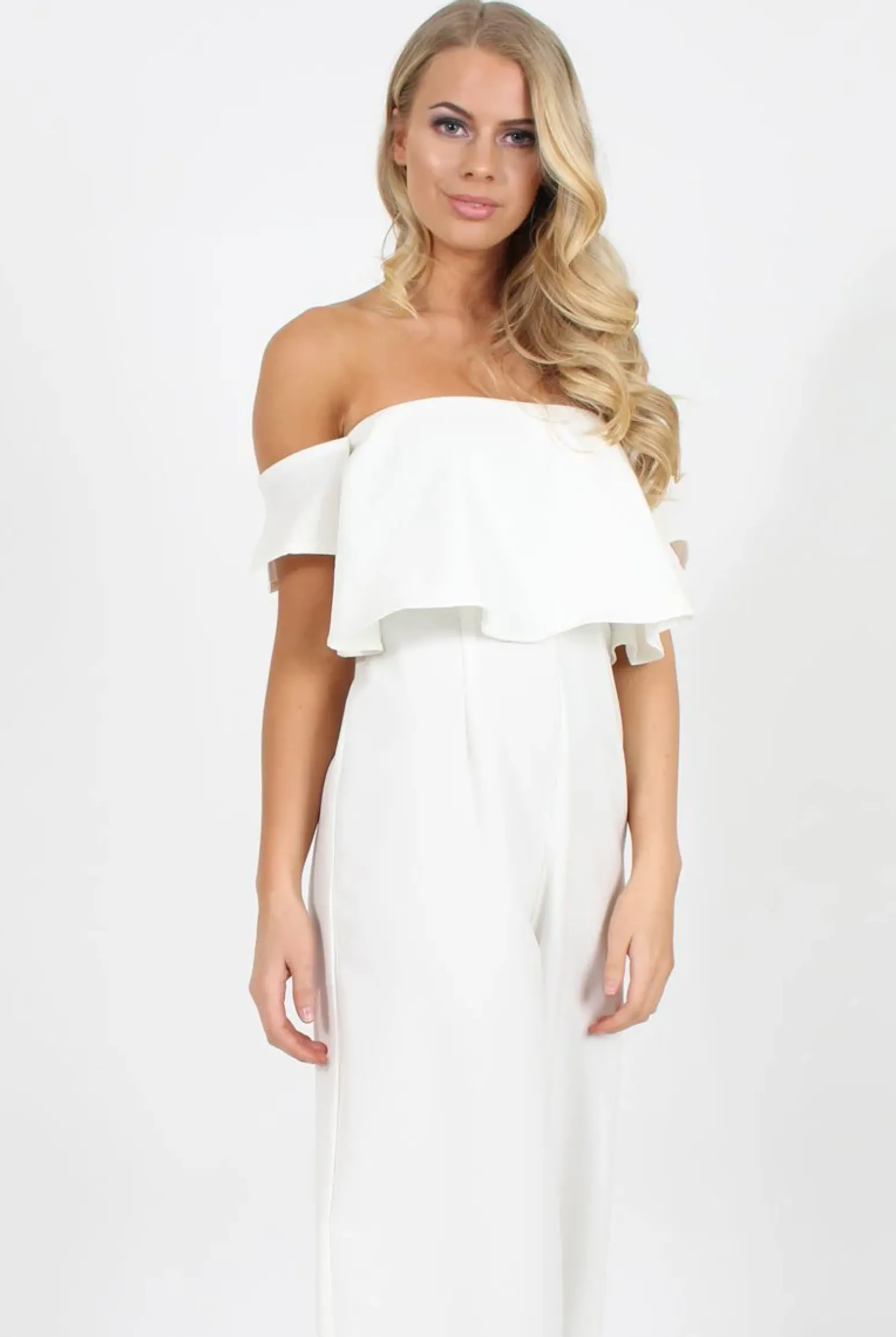 Rebellious Fashion White Off The Shoulder Jumpsuit - Kyda