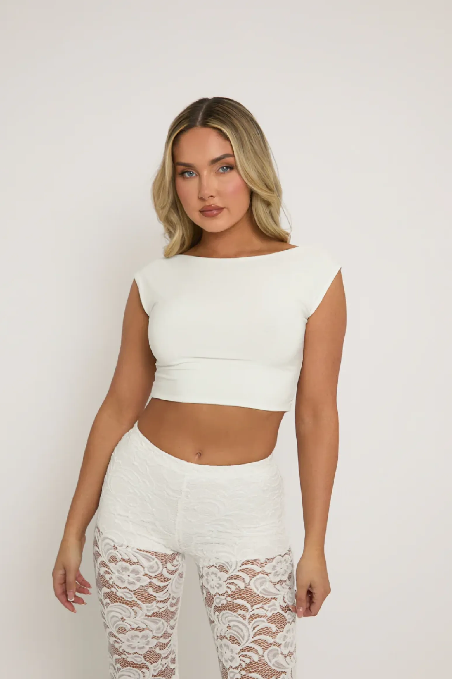 Rebellious Fashion White Open Back Crop Top - Iona