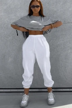Rebellious Fashion White Oversized Joggers - Erica