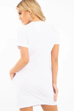 Rebellious Fashion White Oversized Orange Fruit Face T-Shirt Dress - Alycia