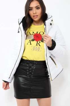Rebellious Fashion White Padded Coat - Zara