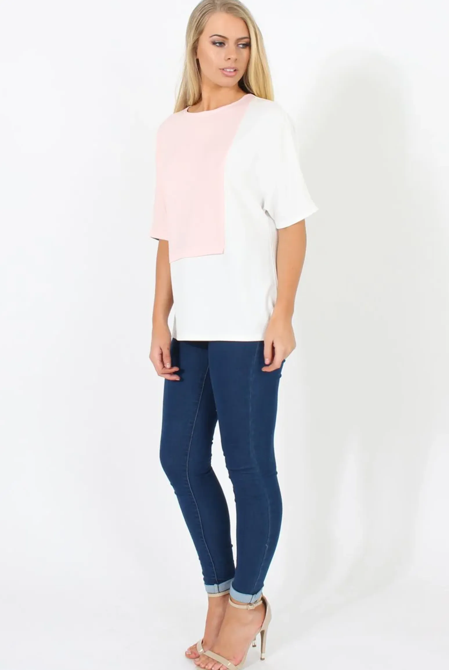 Rebellious Fashion White Panel T-Shirt - Aimee