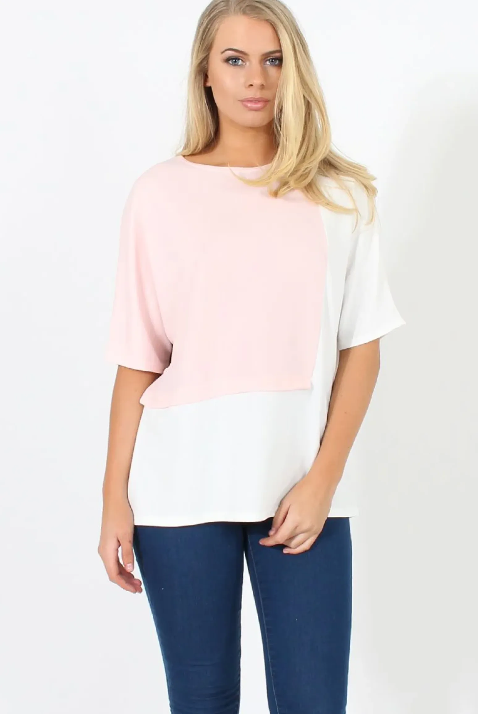 Rebellious Fashion White Panel T-Shirt - Aimee