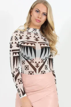 Rebellious Fashion White Patterned Mesh Bodysuit - Shauna
