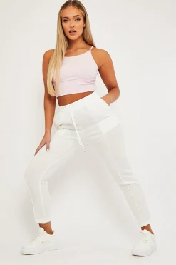 Rebellious Fashion White Piping Detail Woven Trouser - Laila