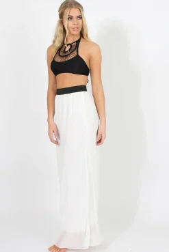 Rebellious Fashion White Pleated Maxi Skirt - Shanice
