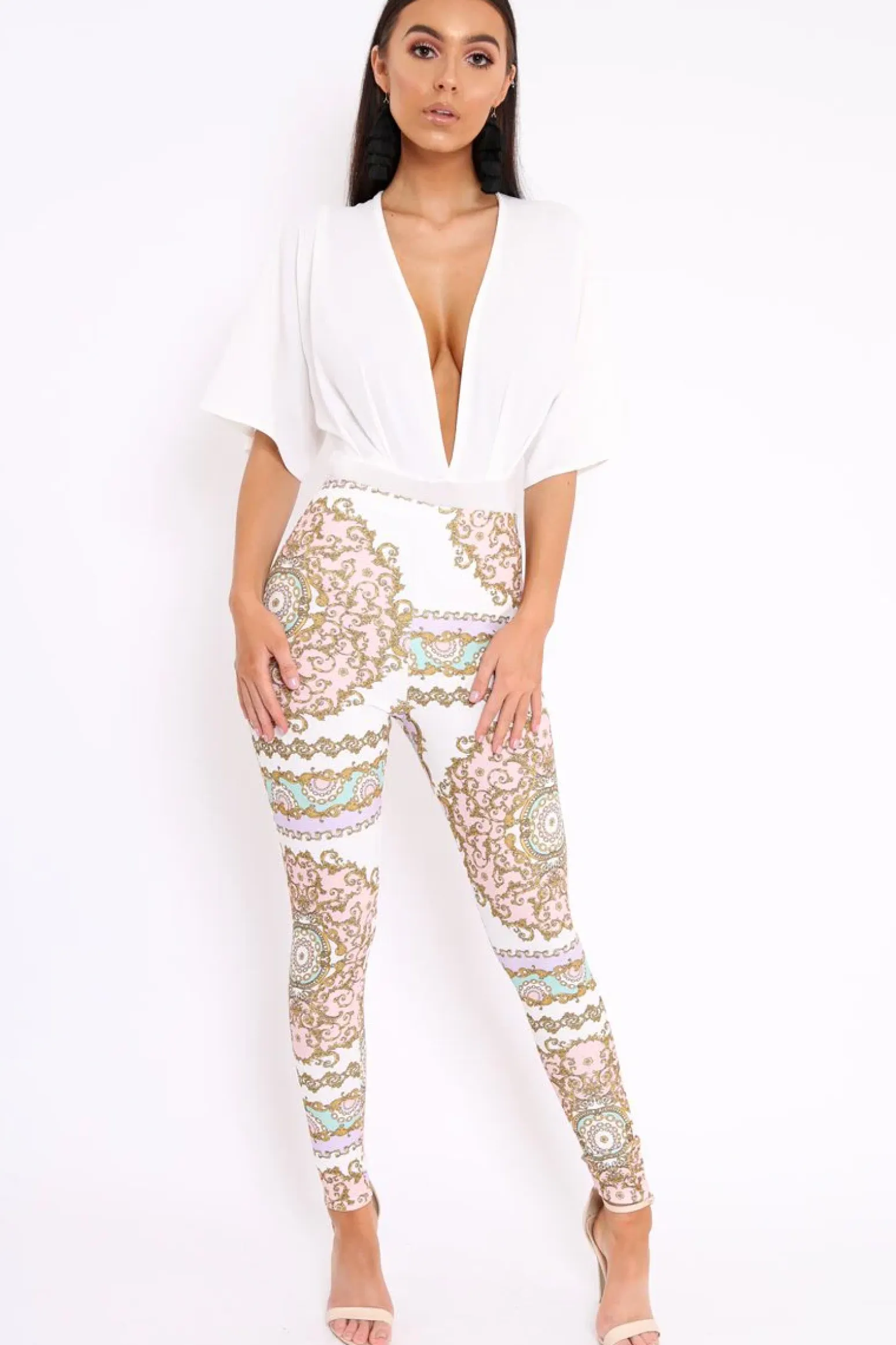 Rebellious Fashion White Plunge Bodysuit - Florence