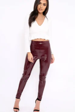 Rebellious Fashion White Plunge Flare Sleeve Crop Top with Frill Hem - Masie