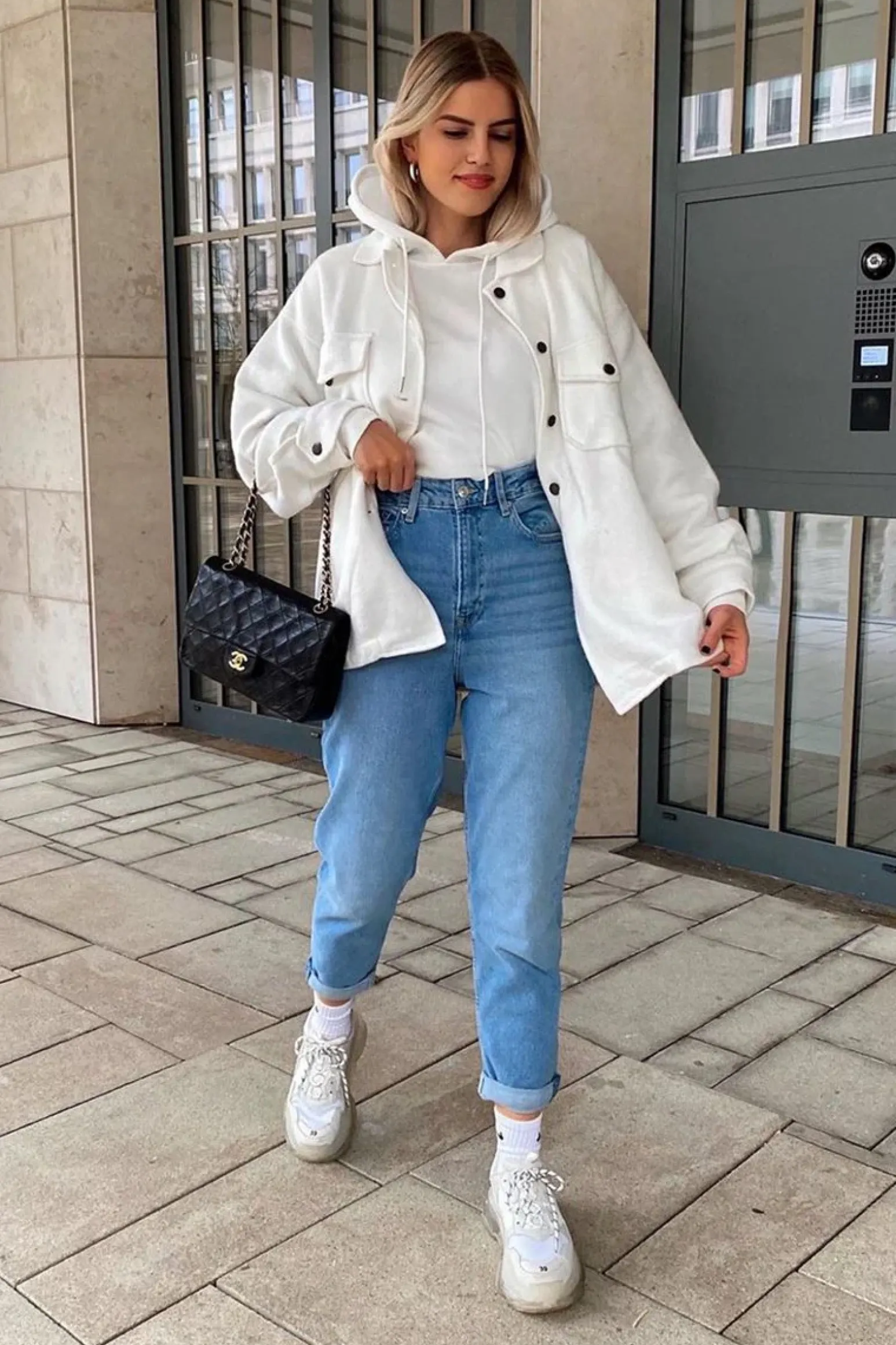 Rebellious Fashion White Pocket Oversized Brushed Shacket - Caley