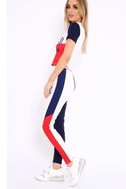 Rebellious Fashion White Red and Navy Racing Champion Co-Ord - Shanell