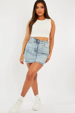 Rebellious Fashion White Ribbed Vest Cropped Top - Briza