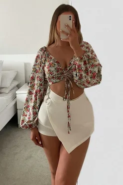 Rebellious Fashion White Ring Detail Skort - Delaila
