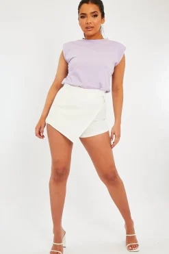 Rebellious Fashion White Ring Detail Skort - Delaila