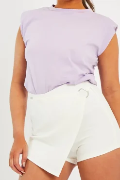 Rebellious Fashion White Ring Detail Skort - Delaila