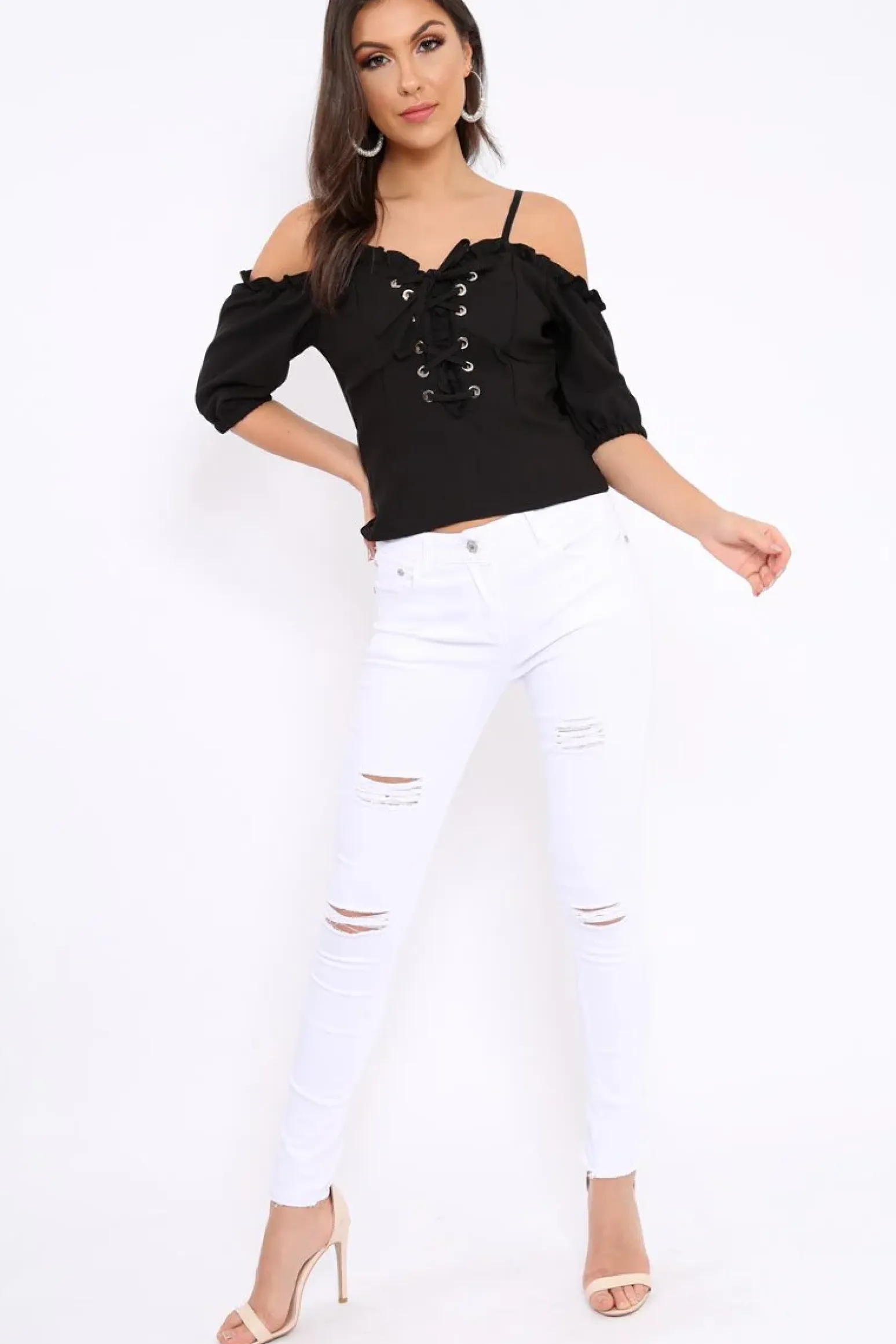 Rebellious Fashion White Ripped Skinny Jeans - Addyson