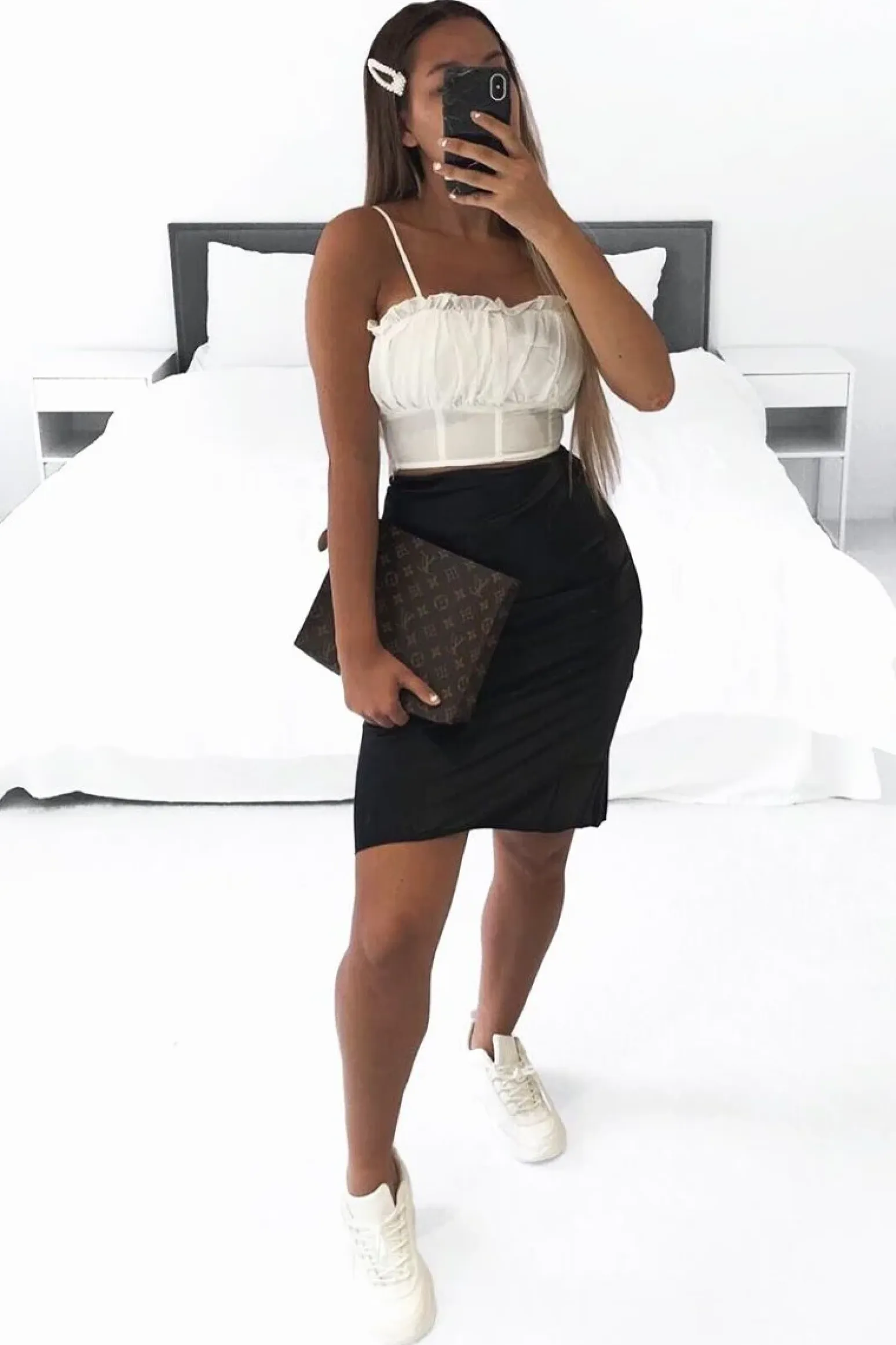 Rebellious Fashion White Ruffle Front Strappy Crop Top - Aaloni
