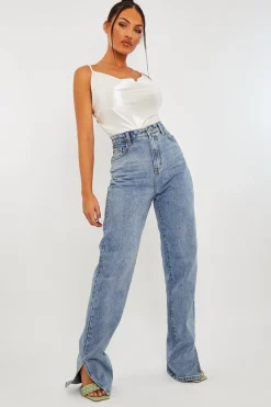 Rebellious Fashion White Satin Cowl Neck Bodysuit - Miley