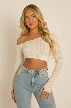 Rebellious Fashion White Semi Sheer Off Shoulder Top - Carolina