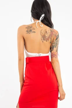 Rebellious Fashion White Sheer Lace High Neck Bodysuit - Joules