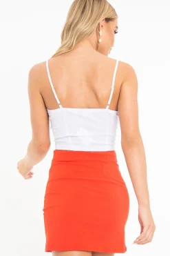 Rebellious Fashion White Shirred Cup Sleeveless Crop Top - Divya