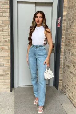 Rebellious Fashion White Side Ring Detail Ribbed Crop Top - Marisella