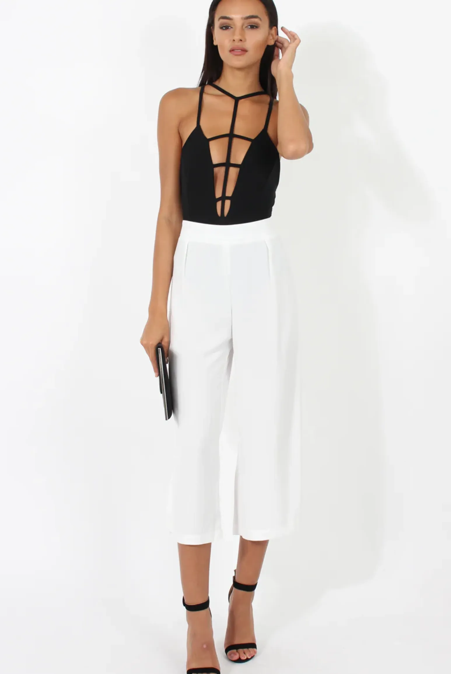 Rebellious Fashion White Side Slit Culottes - Odette