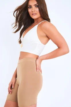 Rebellious Fashion White Slinky Plunge Bralet - Bobbi