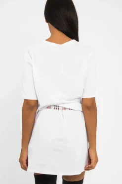 Rebellious Fashion White Slogan Distressed T-Shirt Dress - Ashlen