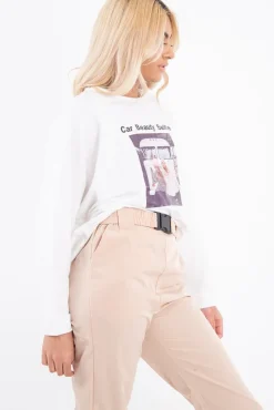 Rebellious Fashion White Slogan Photo Print Sweatshirt - Belize