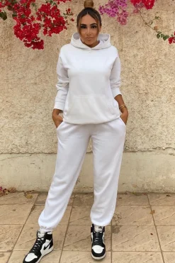 Rebellious Fashion White Soft Fleece Hoodie - Maia