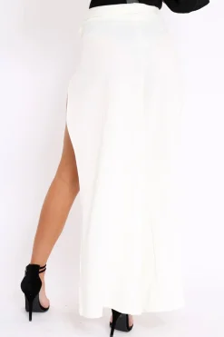 Rebellious Fashion White Split Front Trousers - Gabi