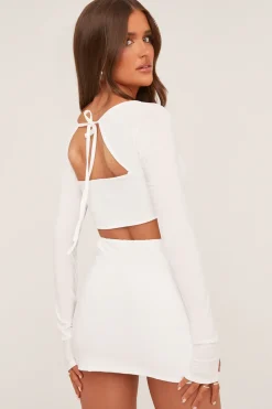 Rebellious Fashion White Square Neck Cropped Top & Mini Skirt Co-ord Set - Regen