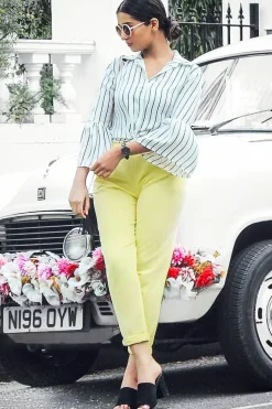 Rebellious Fashion White Stripe Bell Sleeved Shirt - Aairah