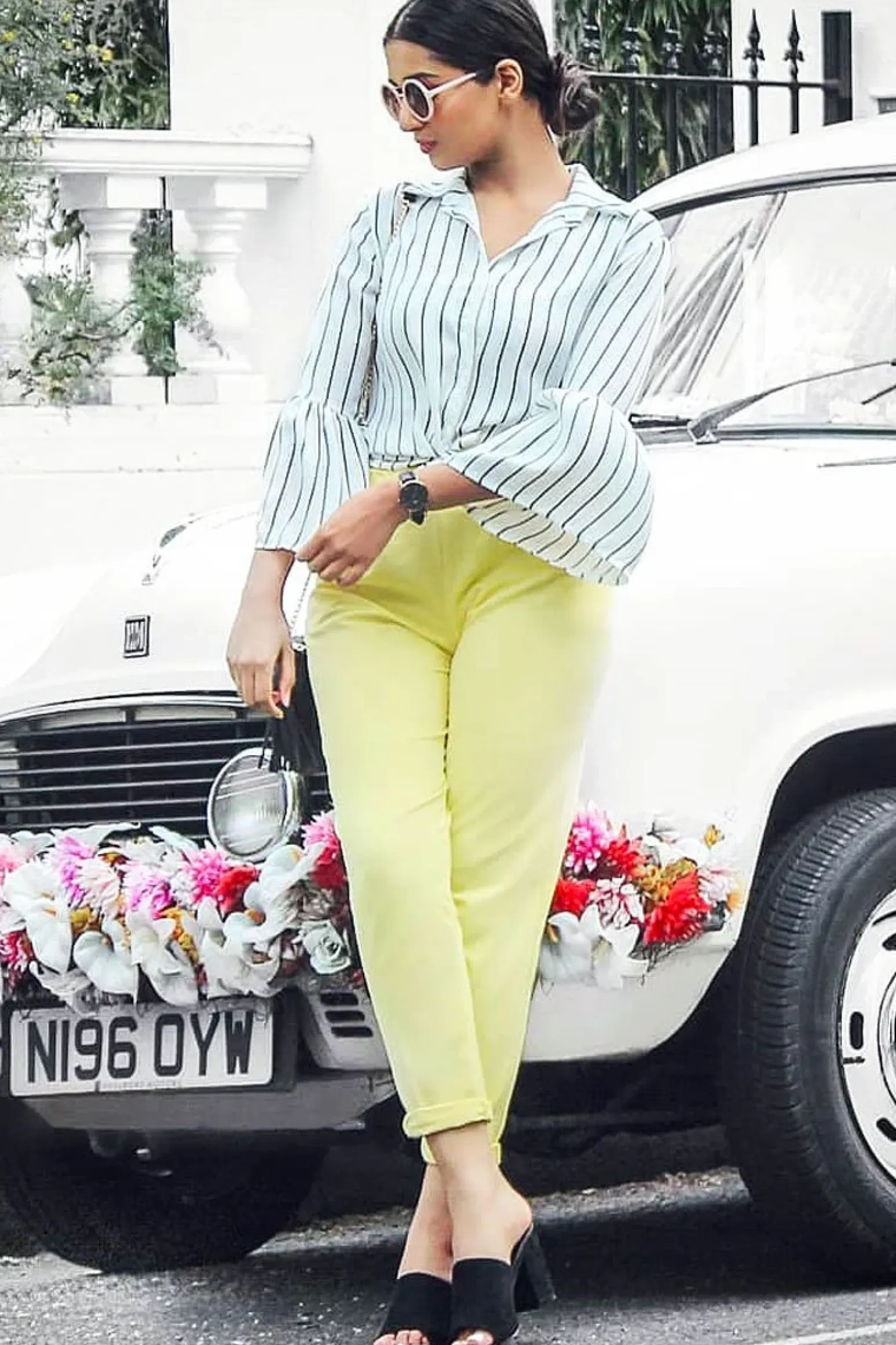 Rebellious Fashion White Stripe Bell Sleeved Shirt - Aairah