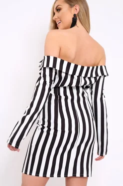 Rebellious Fashion White Stripe Button Detail Blazer Dress - Aaliyana